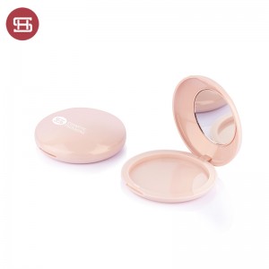 Round empty compact powder case plastic cosmetic container with mirror #1206