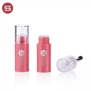 Round empty lip glaze tube with metal applicator plastic lipgloss tube #1215