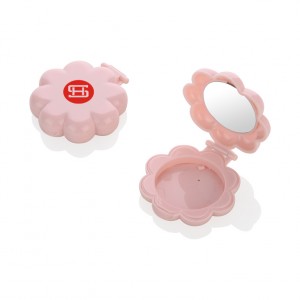 Unique design empty flower shaped blush compact mirror packaging #9530