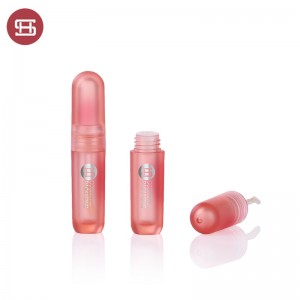 Round empty lip glaze tube with applicator PETG lipgloss tube #9877A